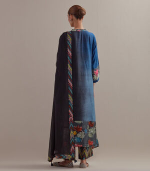 Black Indigo Ombre Asymmetrical Kurta Set