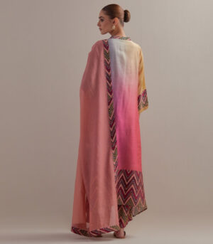 Peach beige Ombre Asymmetrical Kurta set