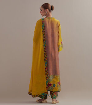 Yellow Ombre Asymmetrical Kurta set