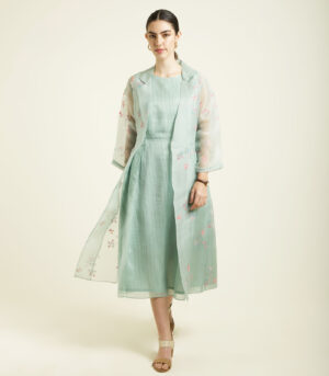 MINT PRINTED ORGANZA JACKET SET