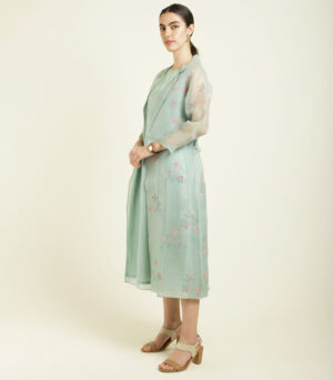 MINT PRINTED ORGANZA JACKET SET