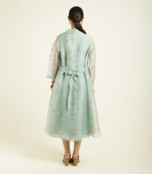 MINT PRINTED ORGANZA JACKET SET