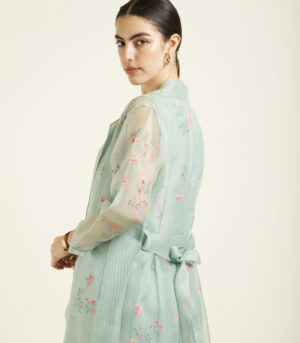 MINT PRINTED ORGANZA JACKET SET