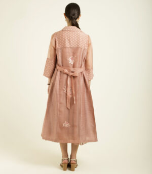 ALMOND ORGANZA EMBROIDED JACKET SET