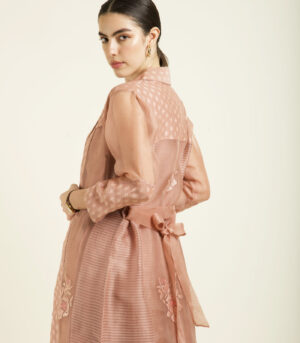 ALMOND ORGANZA EMBROIDED JACKET SET