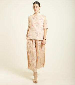 OLD ROSE PRINTED TOP WITH CULOTTES IN LINEN
