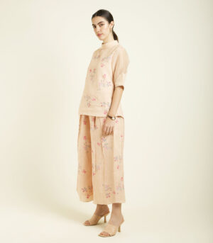 OLD ROSE PRINTED TOP WITH CULOTTES IN LINEN