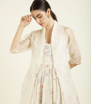 IVORY SCALLOPED ORGANZA JACKET SET