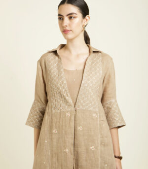 BEIGE GAUZE LINEN JACKET