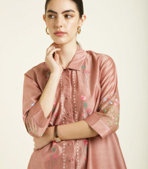 ALMOND SILK CHANDERI SHIRT