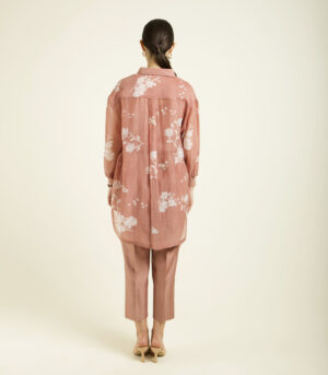 ALMOND MUL CHANDERI DROP SHOULDER SHIRT