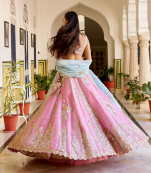 Rosaline Pink Organza Lehenga Set