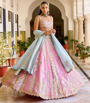 Rosaline Pink Organza Lehenga Set