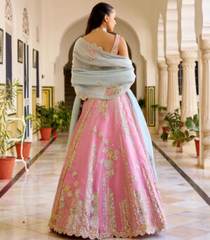 Rosaline Pink Organza Lehenga Set