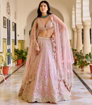 Rosaline Pink Organza Lehenga Set
