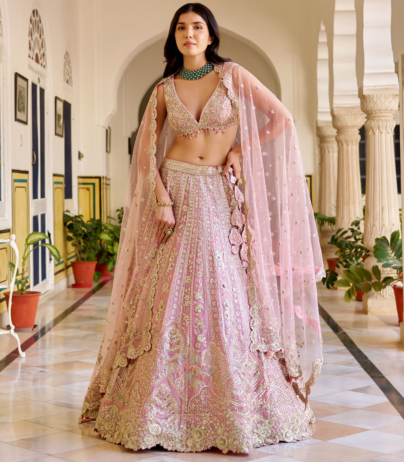 Rosaline Pink Organza Lehenga Set