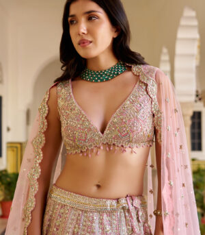 Rosaline Pink Organza Lehenga Set