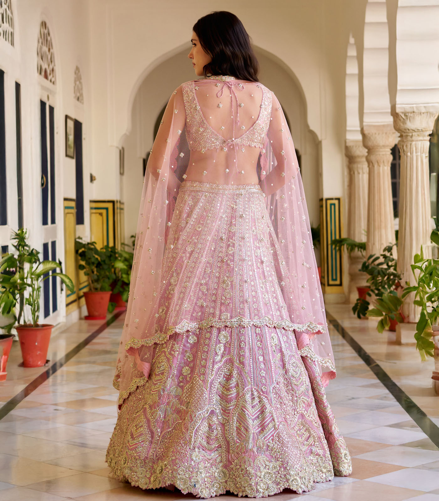 Rosaline Pink Organza Lehenga Set - Image 2