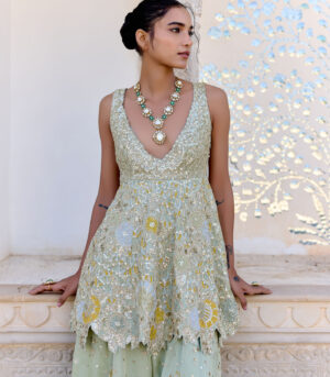 Sage Peplum Garara Set