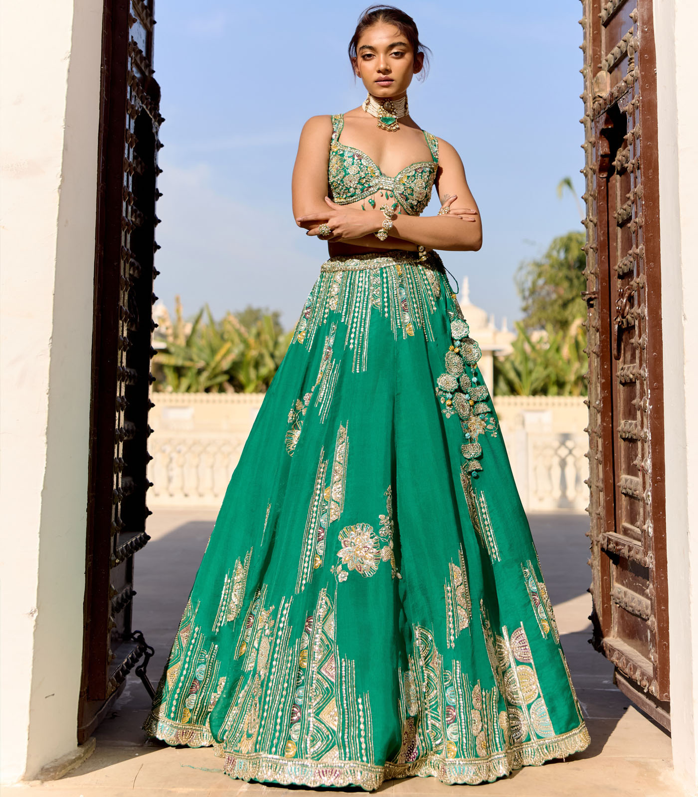 Jewel Green Organza Lehenga Set - Image 2