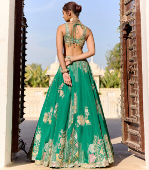 Jewel Green Organza Lehenga Set