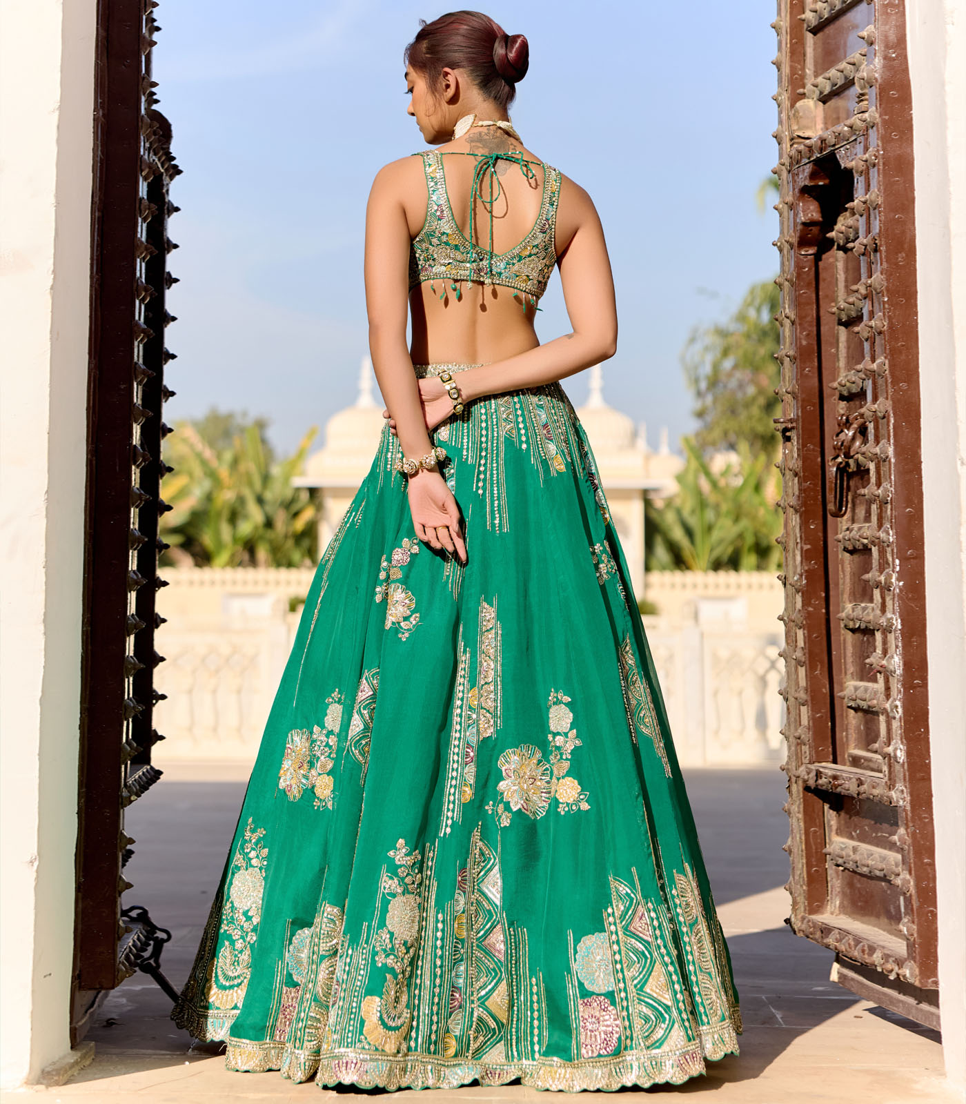 Jewel Green Organza Lehenga Set - Image 4
