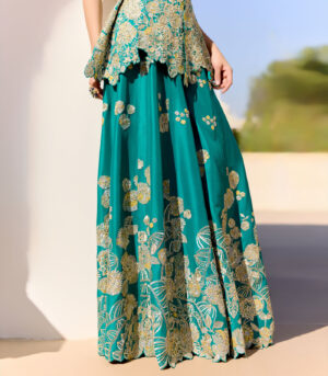 Pine Green Peplum Garara Set