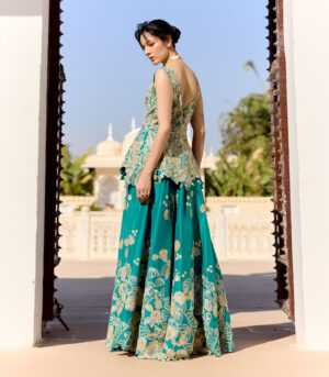 Pine Green Peplum Garara Set