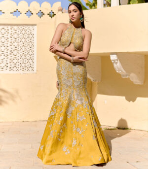 Canary Yellow Fish Cut Lehenga