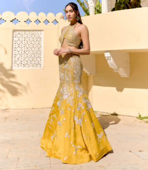 Canary Yellow Fish Cut Lehenga