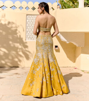 Canary Yellow Fish Cut Lehenga