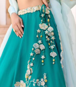 Pine Green Jaal Embroidered Lehenga Set