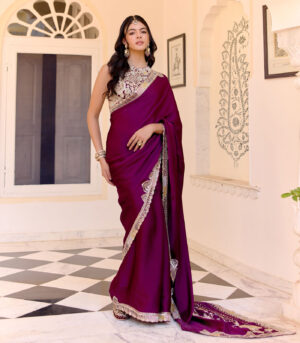 Dark Plum Saree Set
