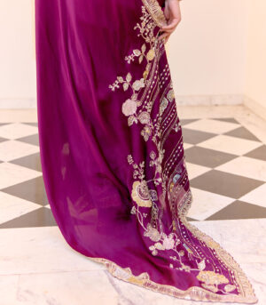 Dark Plum Saree Set