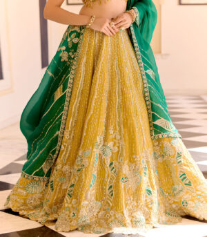 Canary Yellow Organza Lehenga Set
