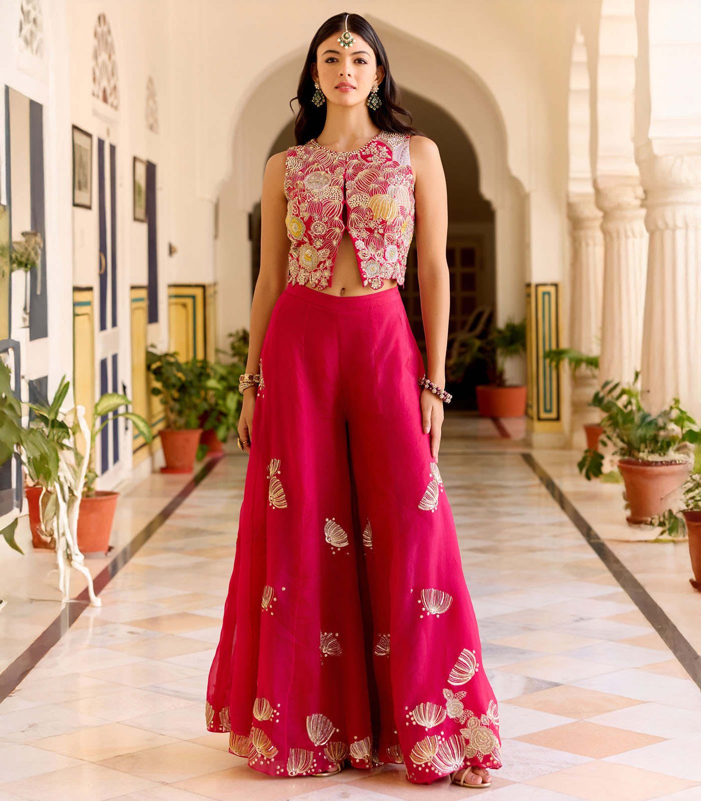 Cut Ruby Top and Garara Set