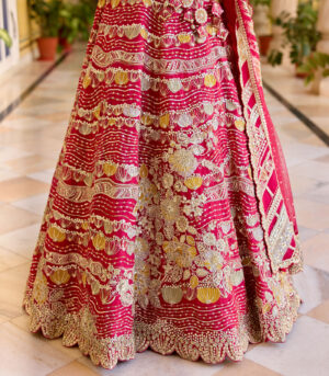 Cut Ruby Organza Lehenga Set