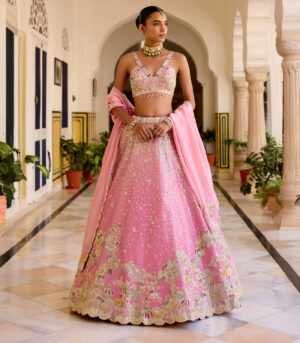 Rosaline Pink Tissue Lehenga Set