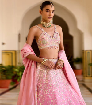 Rosaline Pink Tissue Lehenga Set