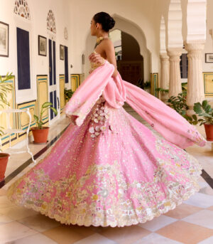 Rosaline Pink Tissue Lehenga Set