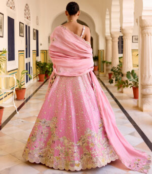 Rosaline Pink Tissue Lehenga Set