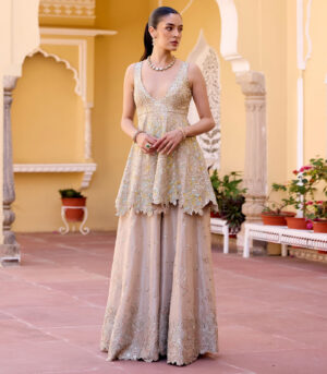 Frost Champagne Peplum Garara Set