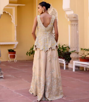 Jacket Style Peplum Top Garara Set