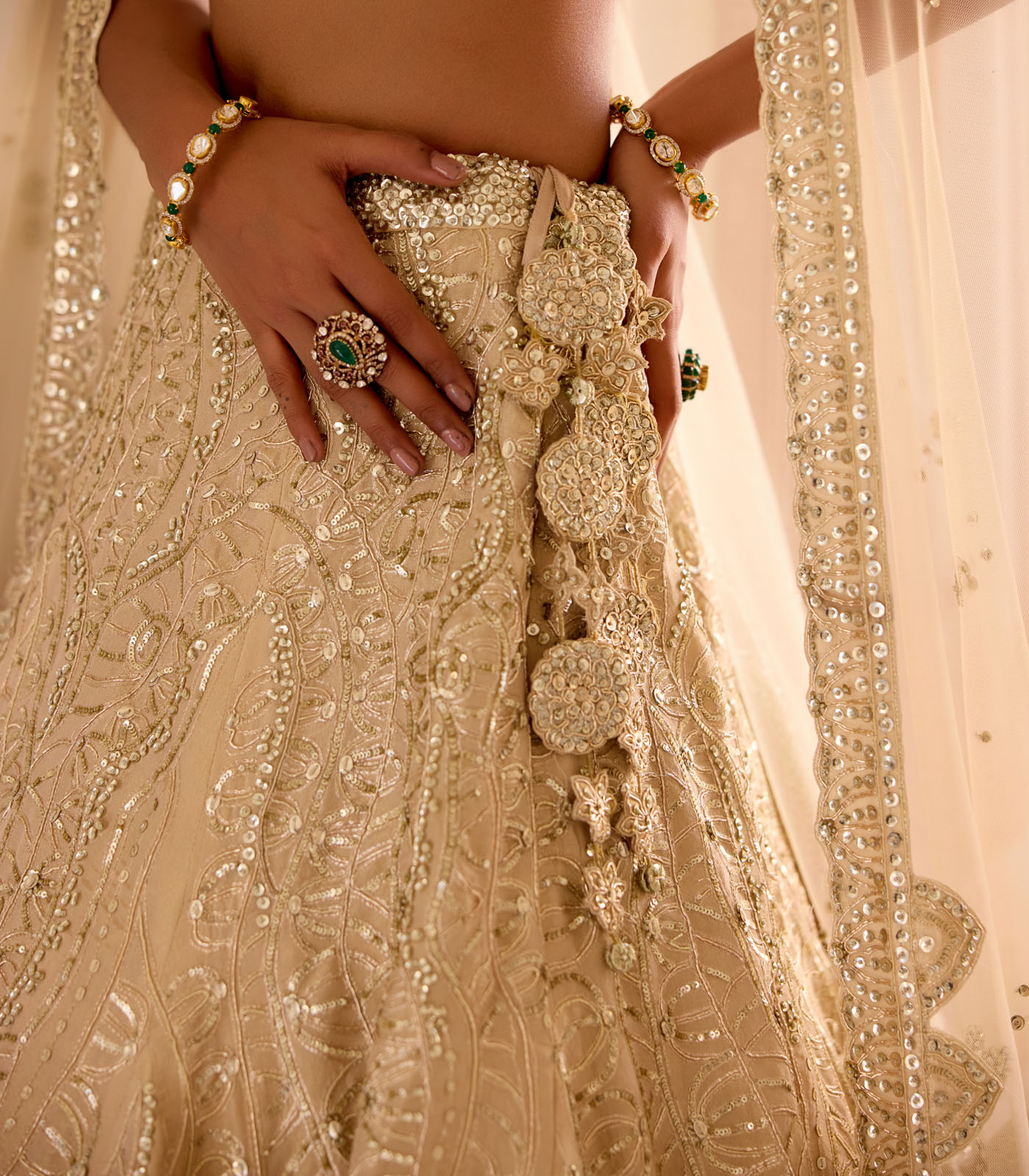 Frost Champagne Jaal Embroidered Lehenga Set - Image 5