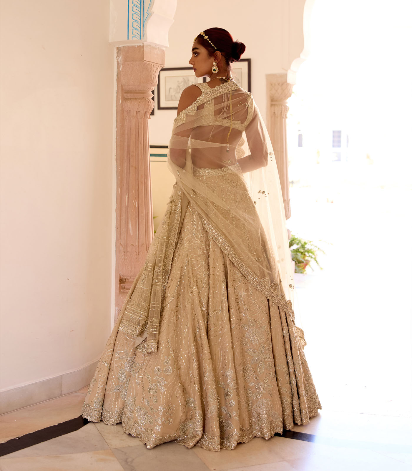 Frost Champagne Jaal Embroidered Lehenga Set - Image 2