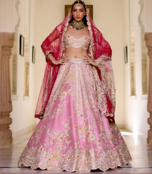 Rosaline Pink Mulberry Silk Bridal Lehenga Set