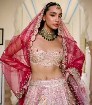 Rosaline Pink Mulberry Silk Bridal Lehenga Set