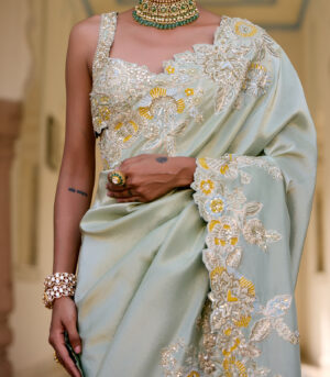 Sage Tissue Silk Saree Set