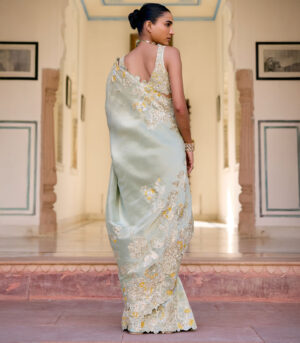 Sage Tissue Silk Saree Set