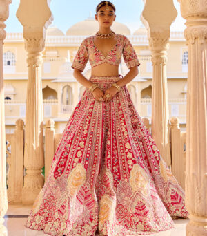 Cut Ruby Bridal Lehenga Set